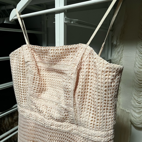 Warehouse (ASOS) Lace Peachy Pink Midi Dress - Picture 8 of 11